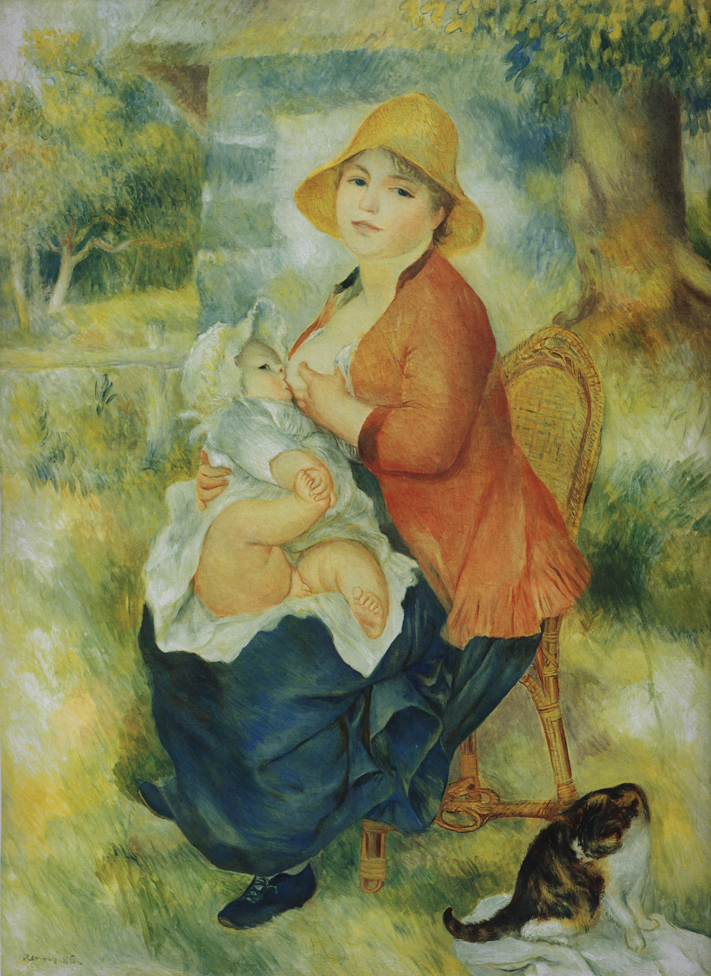 Ренуар. Материнство. Младенец у груди матери (Алина и Пьер). 1886