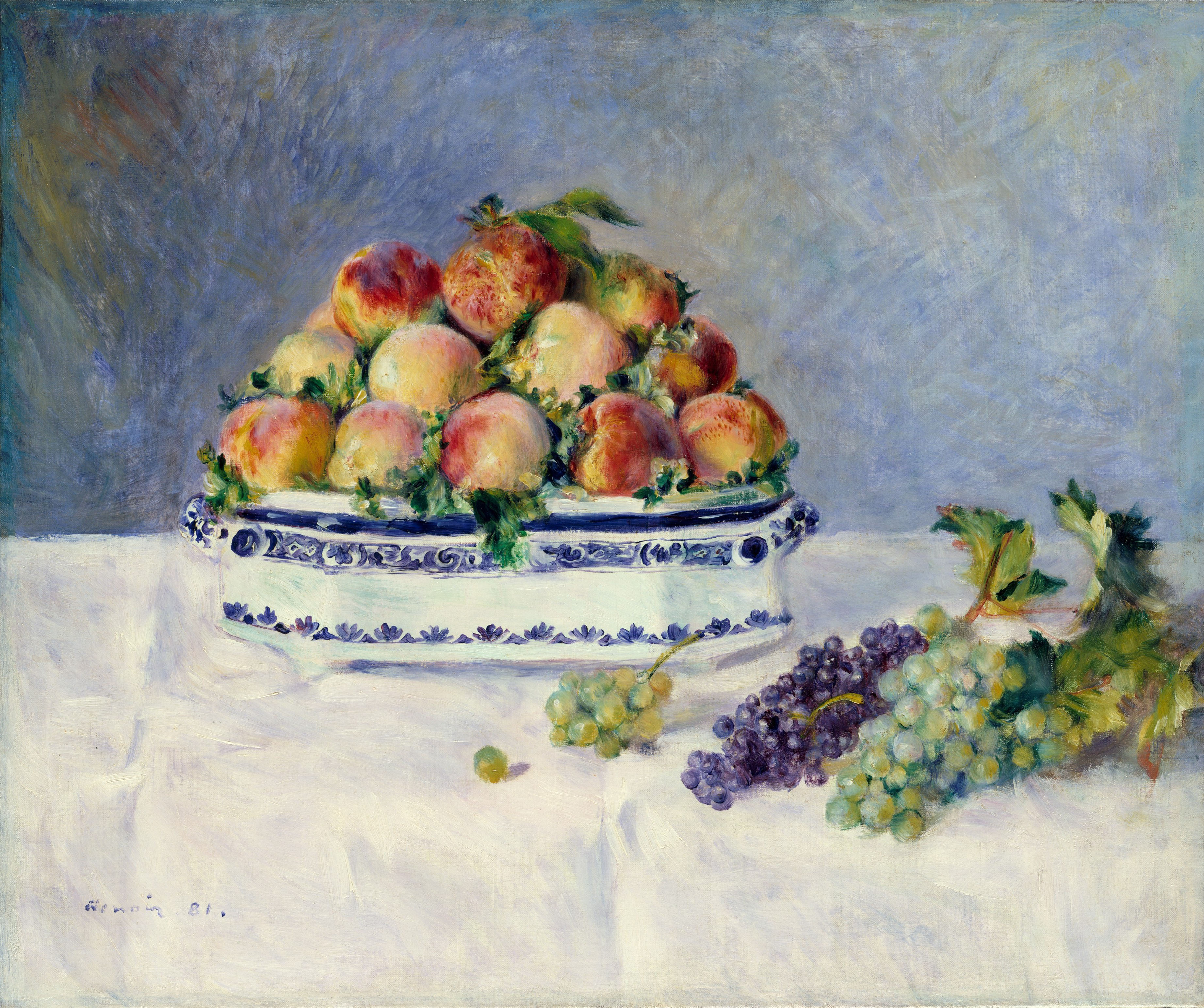 Ренуар. Натюрморт с персиками и виноградом. 1881