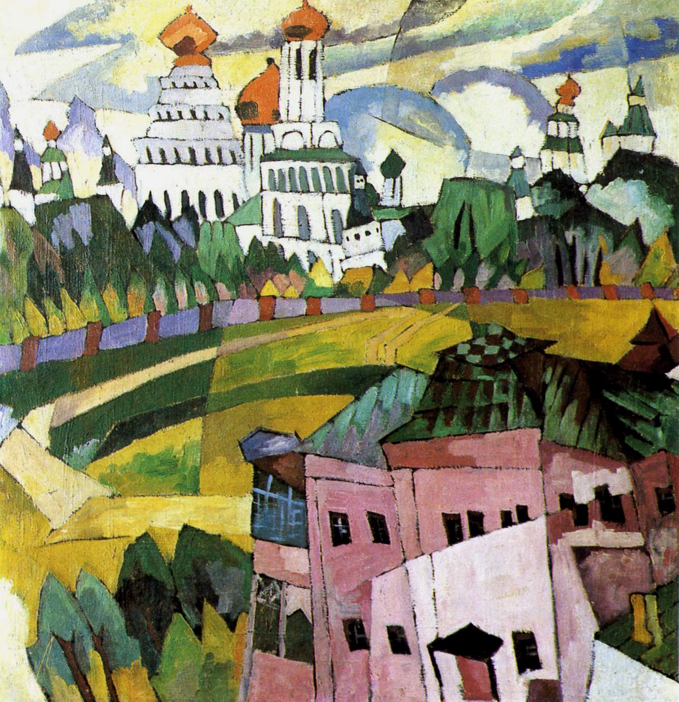 Лентулов. Пейзаж с церквями. Около 1917