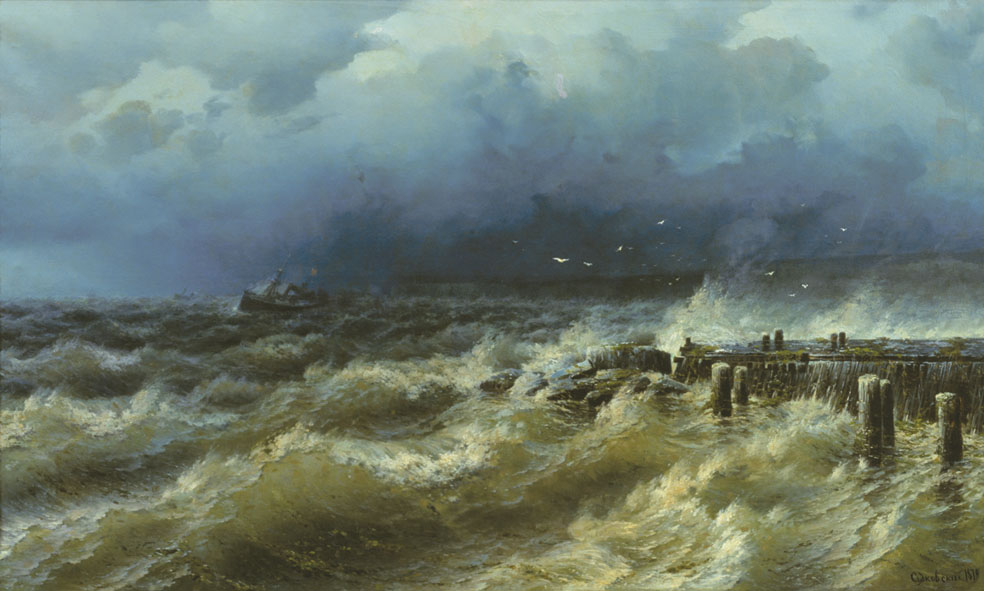 Судковский. Прибой у мола. 1879