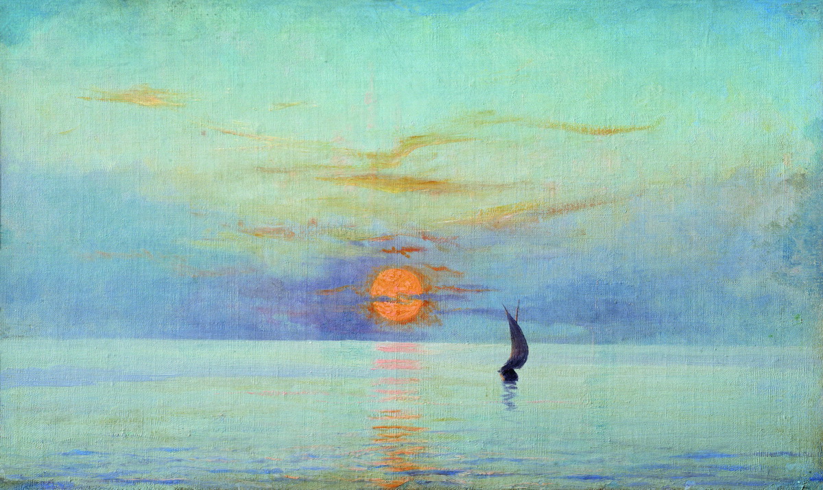 Ярошенко. Закат солнца над морем. 1880-е