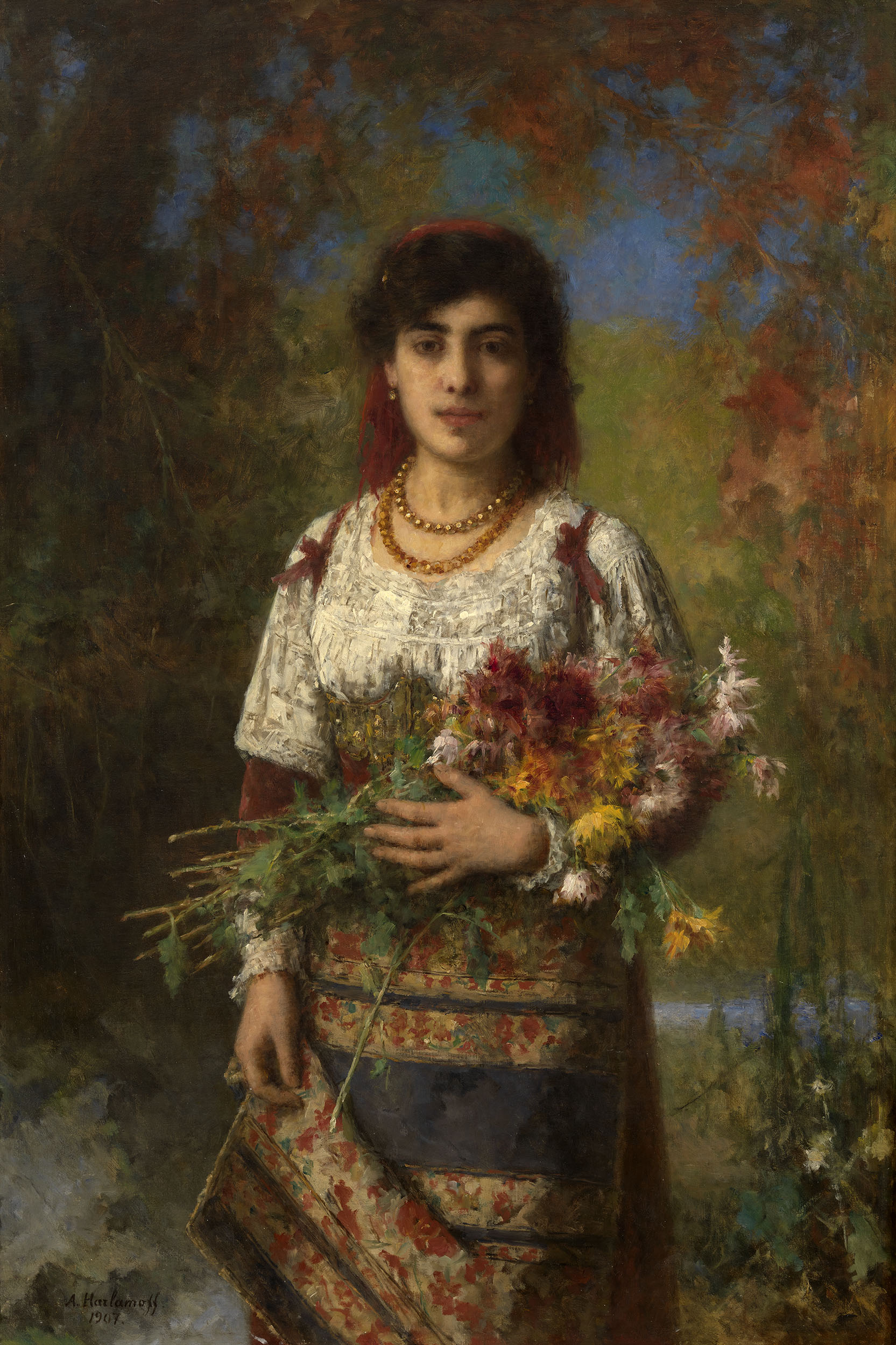 Харламов А.. Цыганка с цветами. 1907
