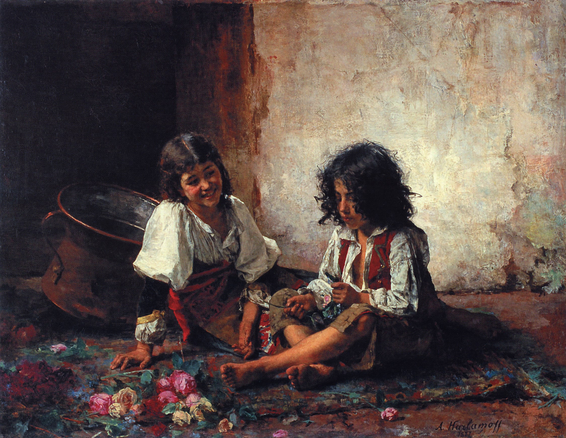 Харламов А.. Итальянские дети. 1877