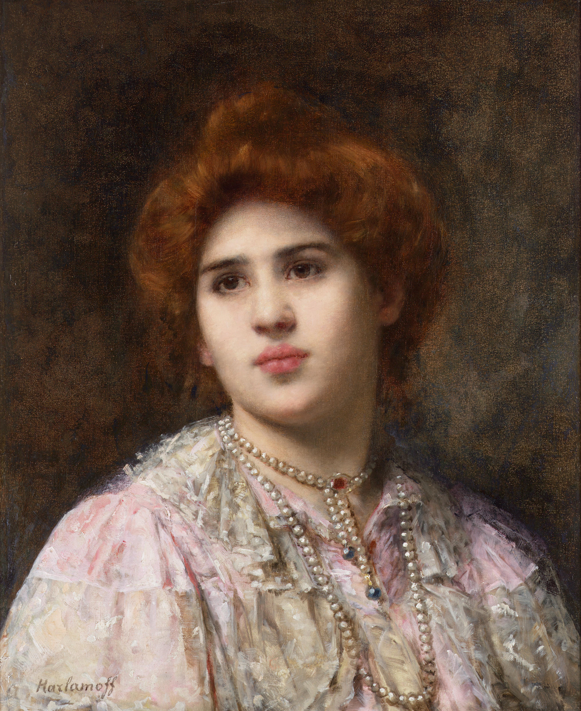 Харламов А.. Портрет девушки с темно-рыжими волосами