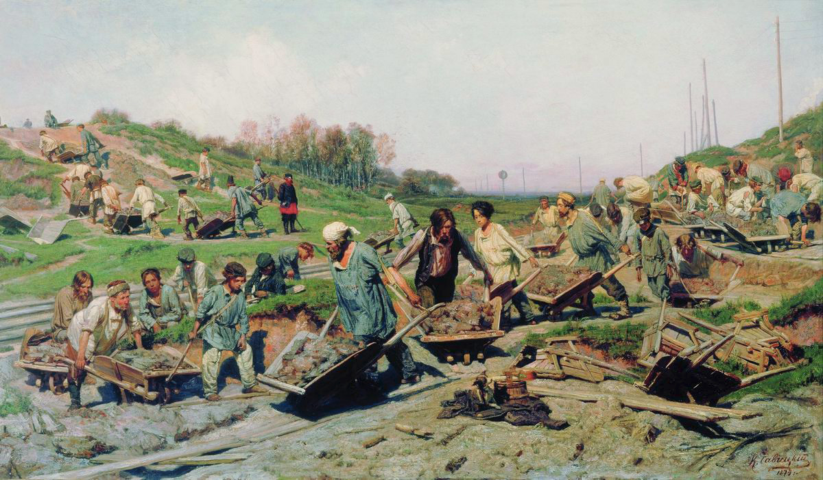 Савицкий К.. Ремонтные работы на железной дороге. 1874