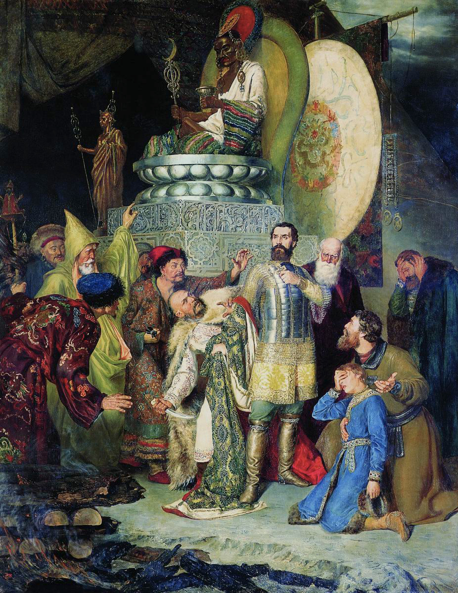 Смирнов В.. Князь Михаил Черниговский перед ставкой Батыя. 1883