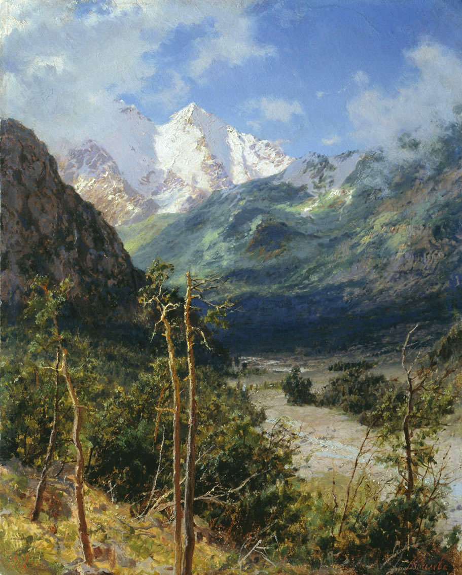 Киселев А.А-др.. Горный пейзаж. Вершины Эльбруса. 1901