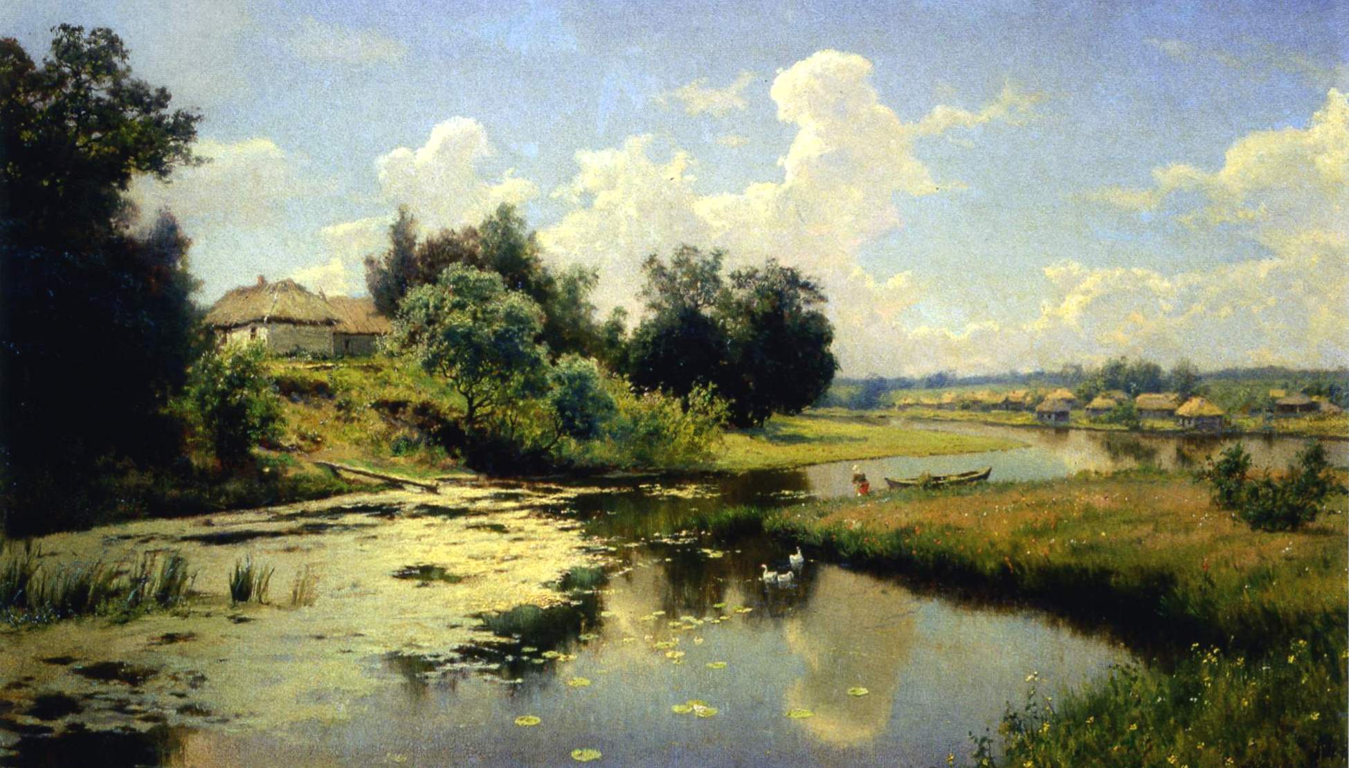 Киселев А.А-др.. Село на берегу реки. 1893