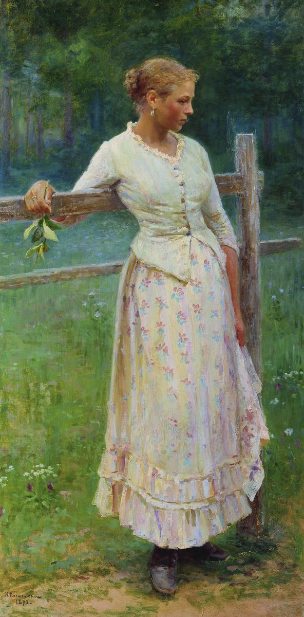 Касаткин. Девушка у изгороди. 1893