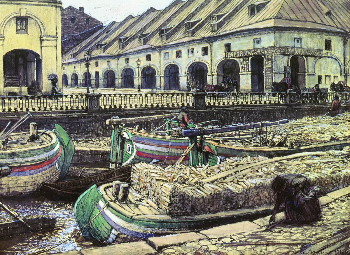 Лансере Е.Е.. Никольский рынок в Петербурге. 1901