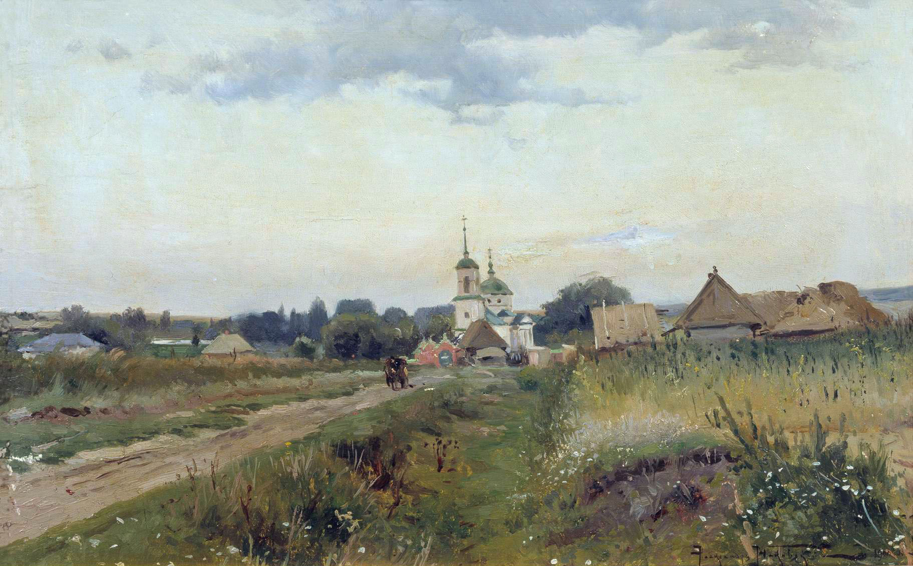 Маковский А.. Пейзаж с церковью. 1900