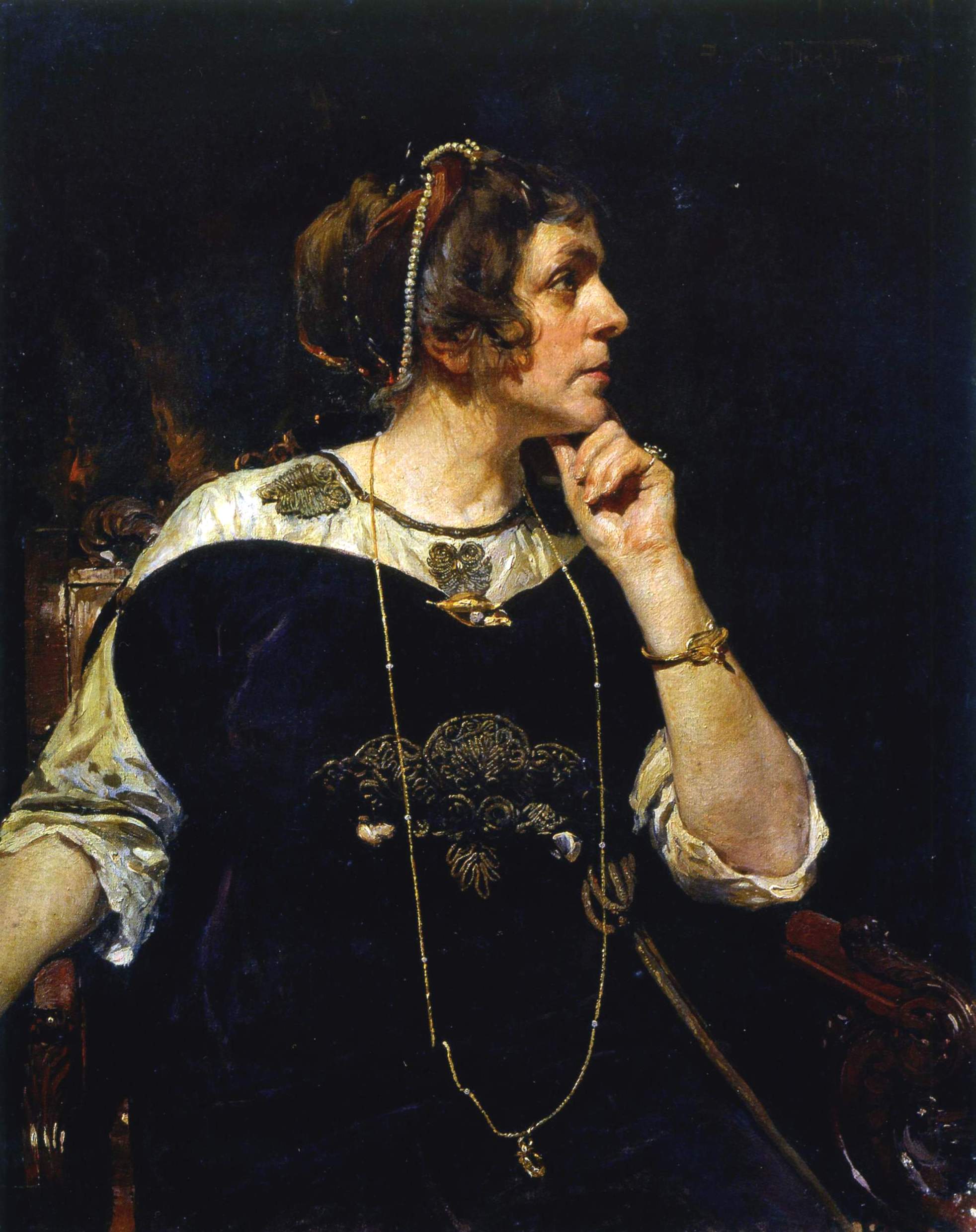 Маковский А.. Задумчивость (Портрет Мейер). 1913
