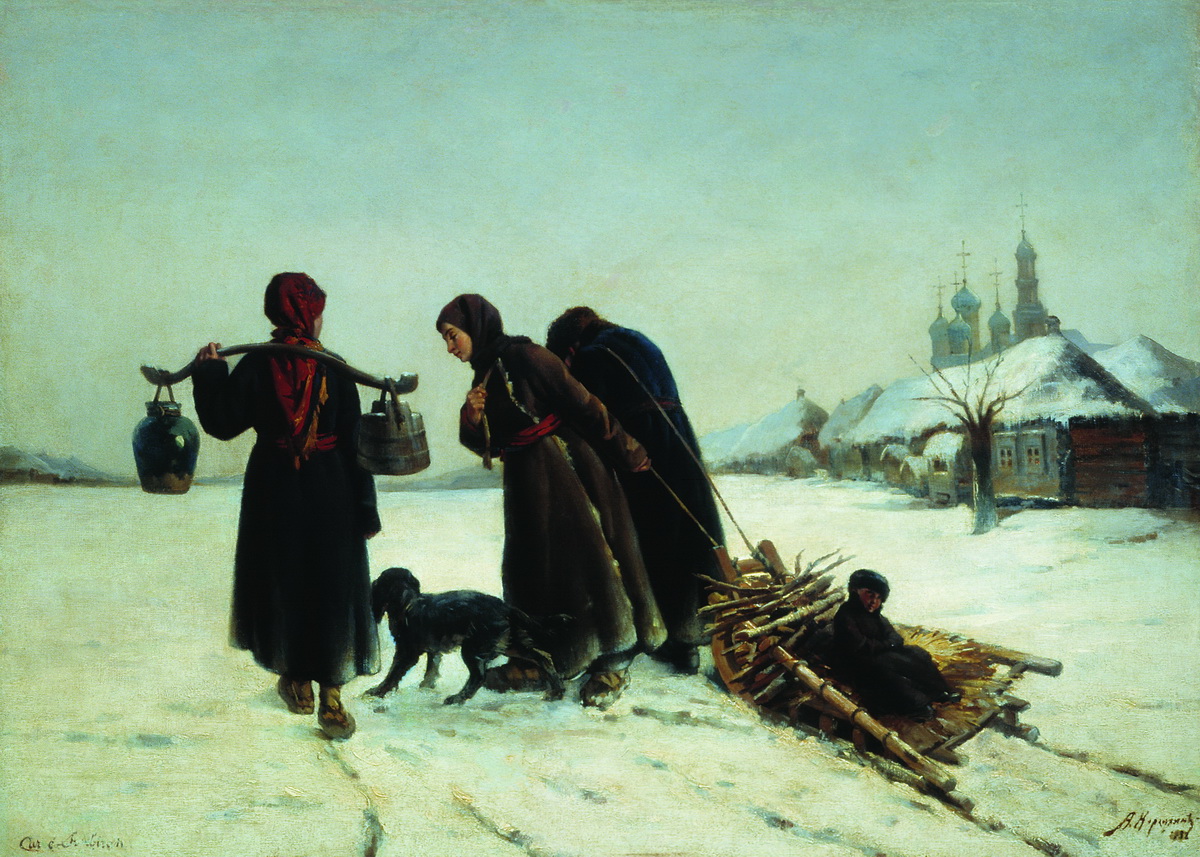 Корзухин. Зимой в деревне. 1882