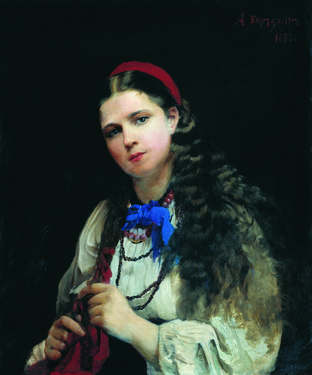 Корзухин. Девушка, заплетающая косу. 1883