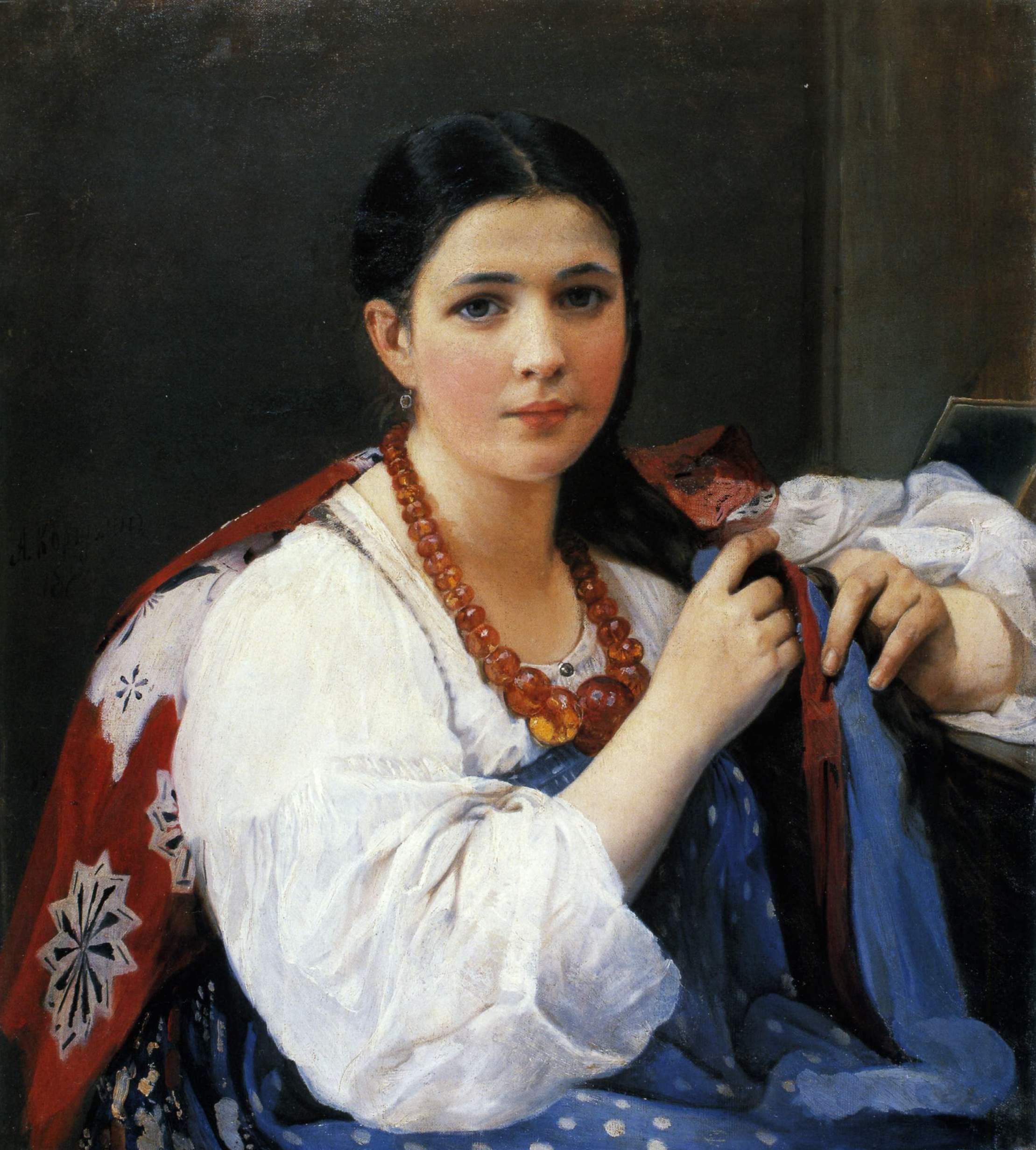 Корзухин. Девушка, заплетающая косу . 1880