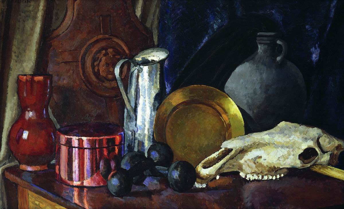 Машков. Натюрморт с лошадиным черепом. 1914