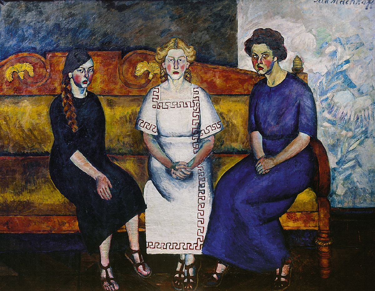 Машков. Три сестры на диване. Н., Л. и Е.Самойловы. 1911