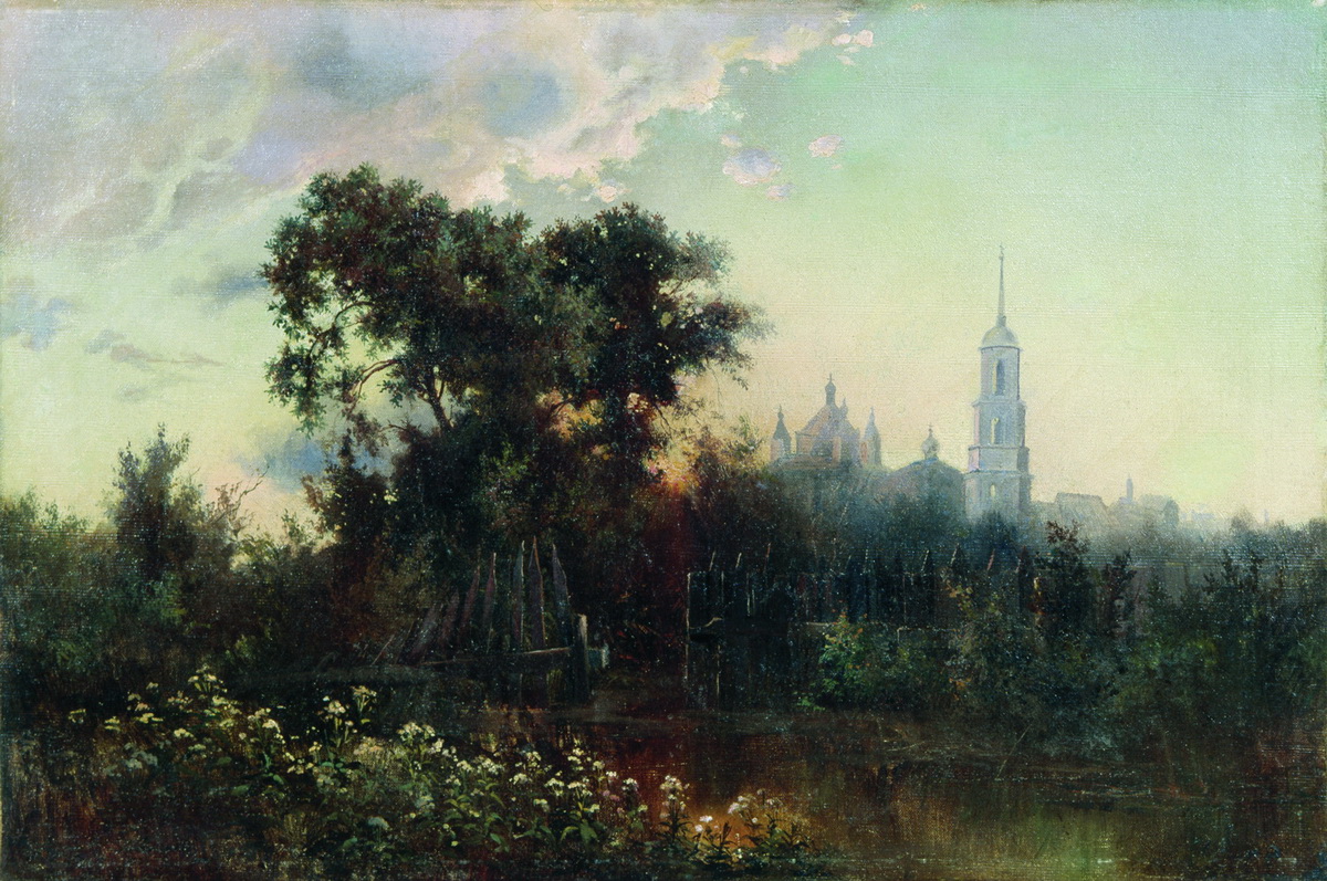 Каменев Л.. Пейзаж с колокольней. 1860-е