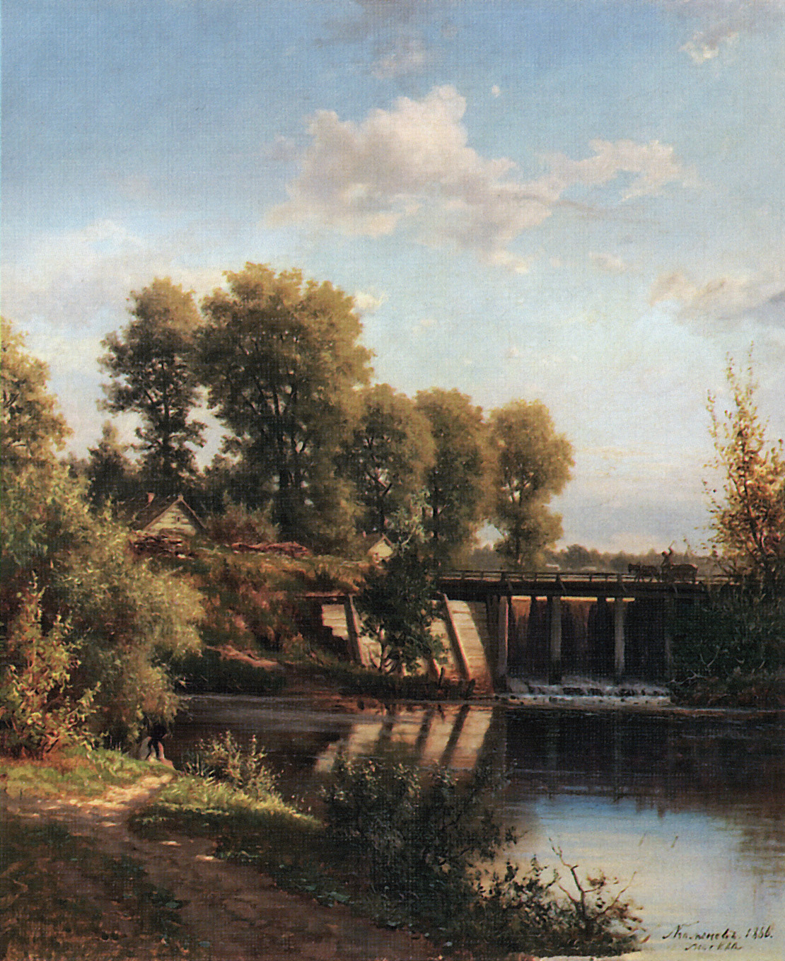 Каменев Л.. Пейзаж с плотиной. 1866