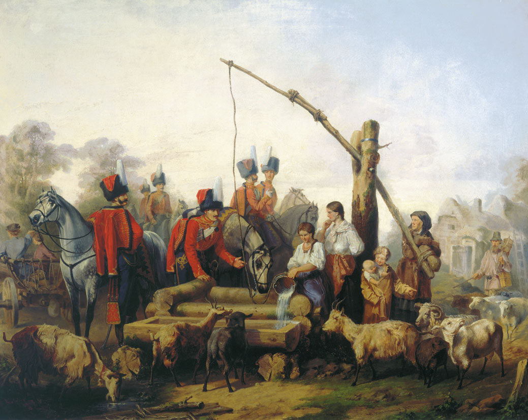 Микешин. Лейб-гусары у водопоя. 1853