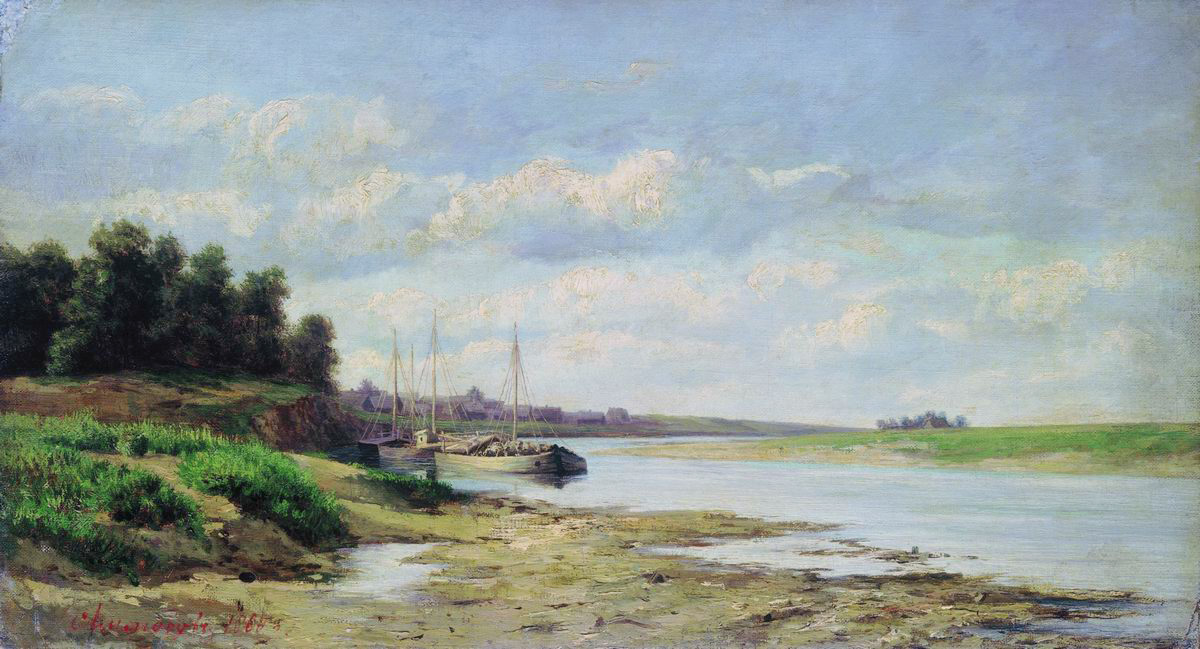 Аммосов. Барки на реке. 1868
