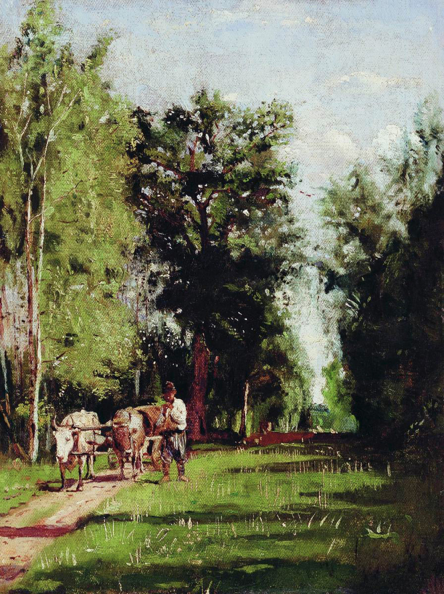 Маковская А.. Пейзаж с водовозом. 1885