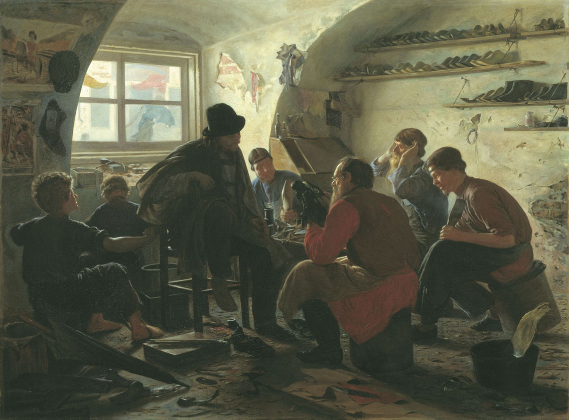 Башилов. В мастерской сапожника. 1871
