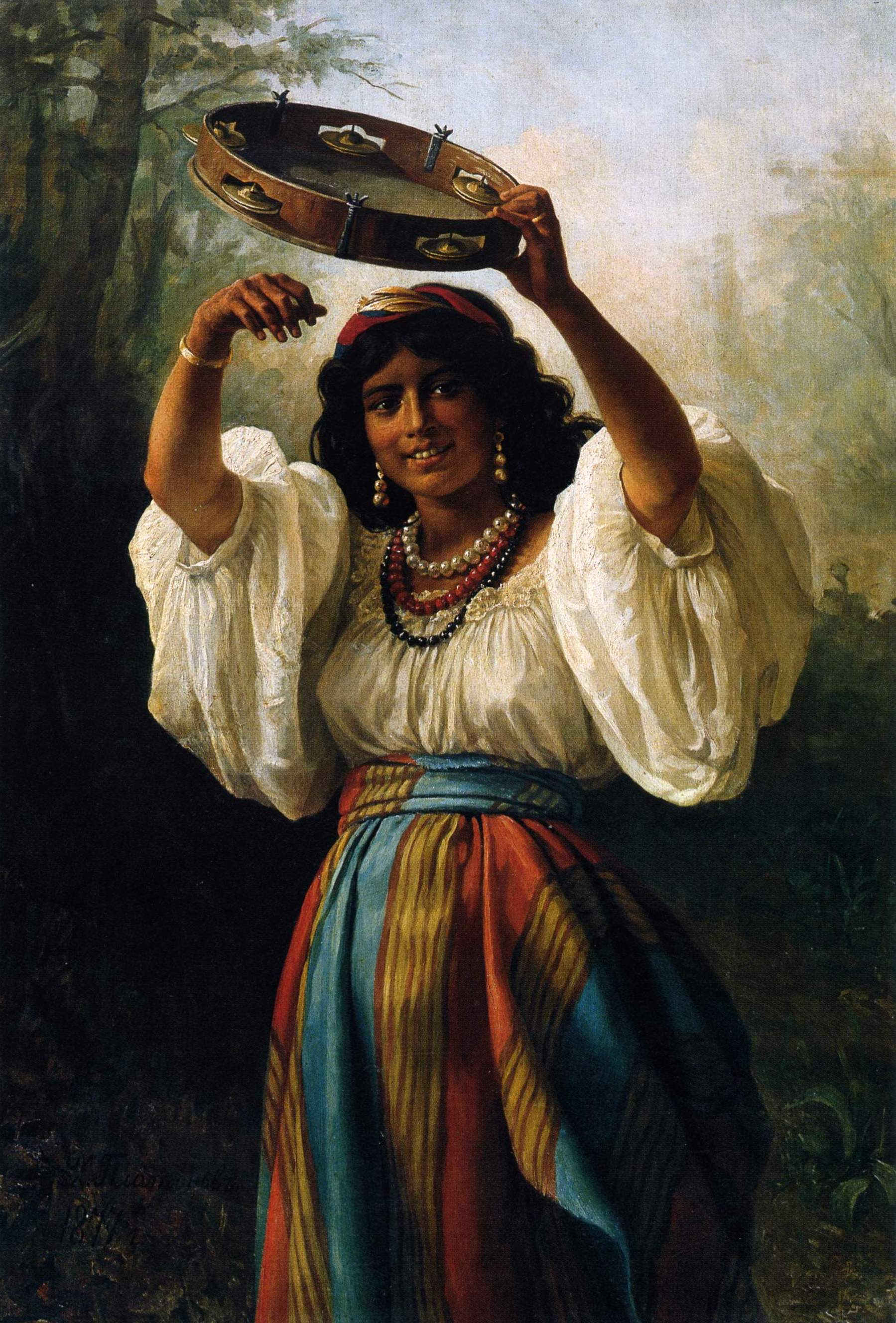 Платонов. Цыганка с бубном. 1877