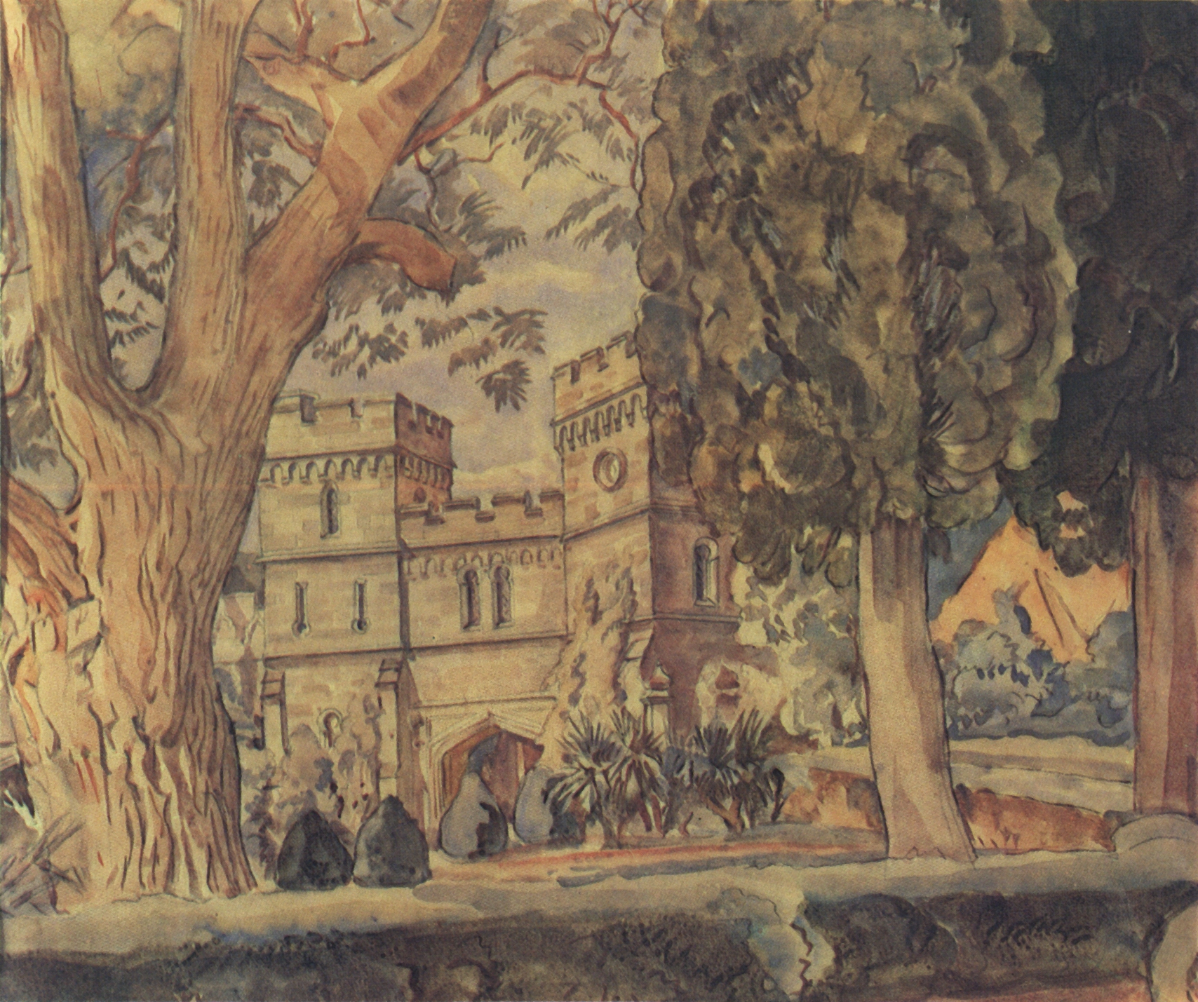 Богаевский. Часовые башни Алупкинского дворца. 1920-е