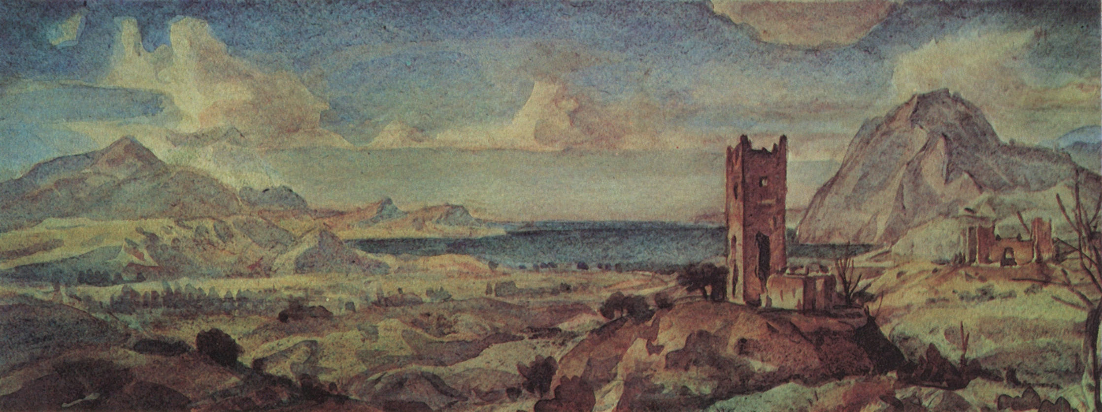 Богаевский. Горный пейзаж с морским заливом. 1930-е