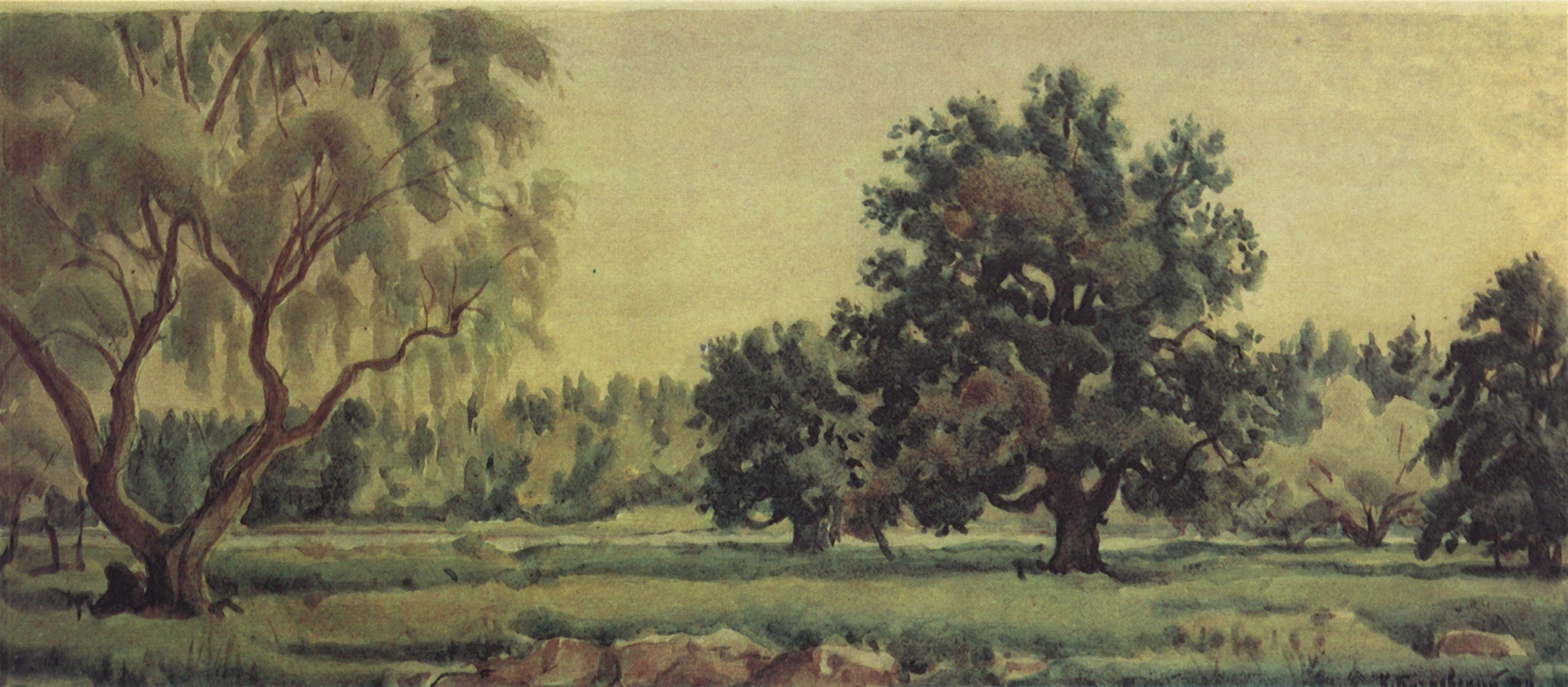 Богаевский. Пейзаж с дубами и ветлами. 1940