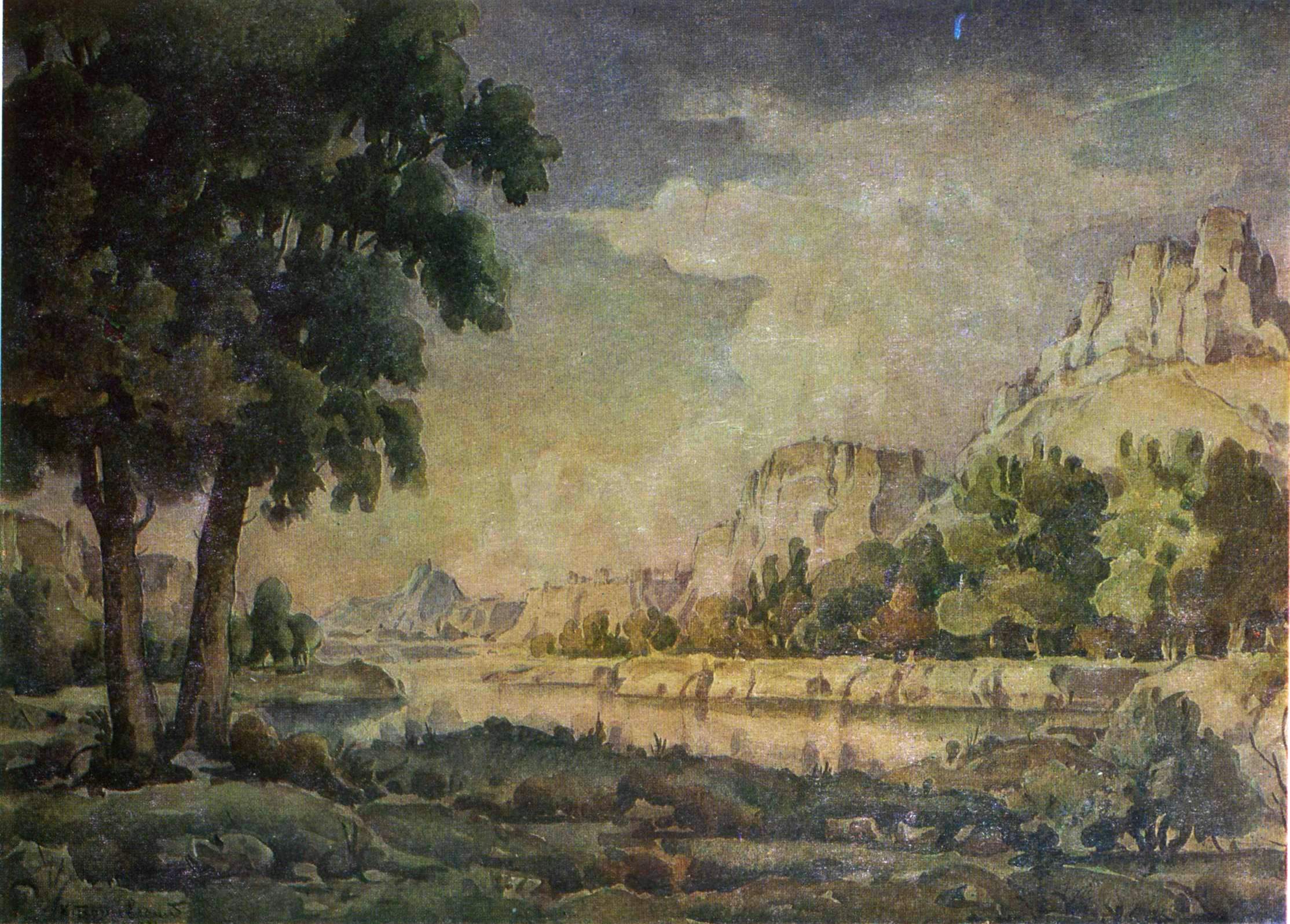 Богаевский. Крымский пейзаж с группой деревьев. 1931