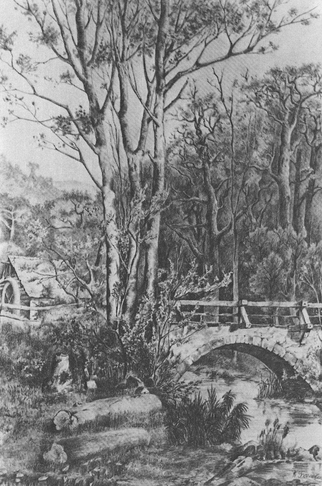 Богаевский. Мельница у лесного ручья. 1884