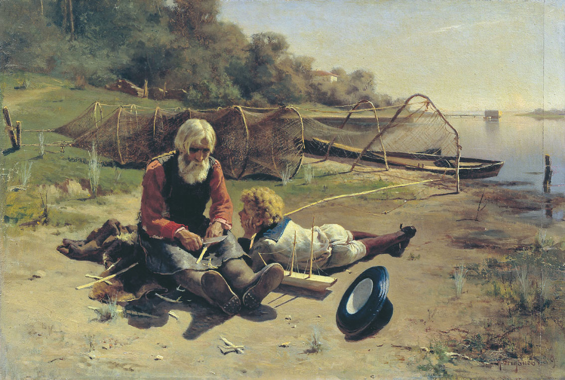 Богданов Н.. Рыбак с мальчиком. 1889