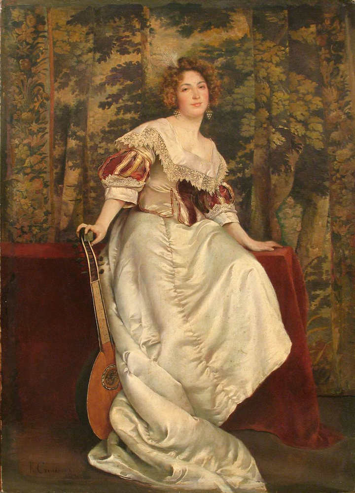 Степанов К.. Девушка с лютней. 1894