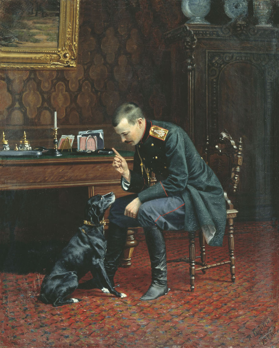 Бунин. Офицер с собакой (В интерьере). 1886