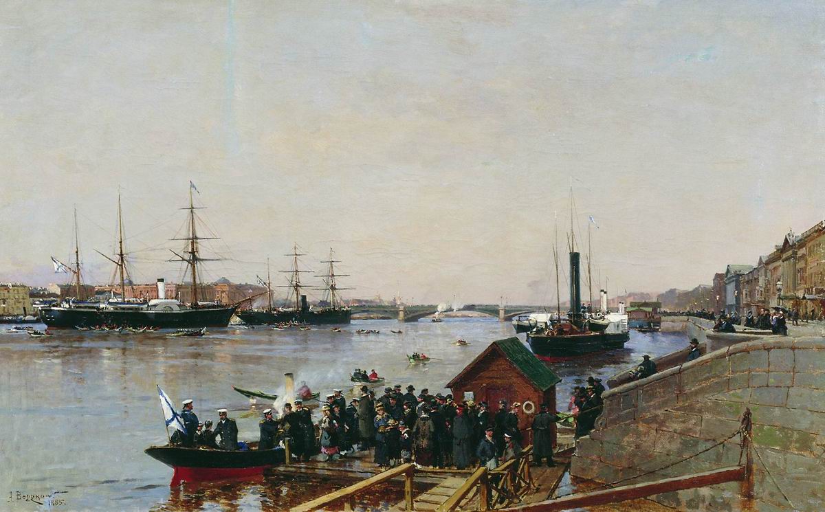 Беггров А.. Пристань на Неве. 1885
