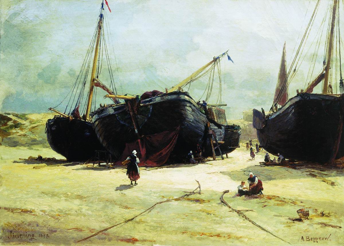 Беггров А.. Шевенинген. Починка рыбачьих судов. 1877