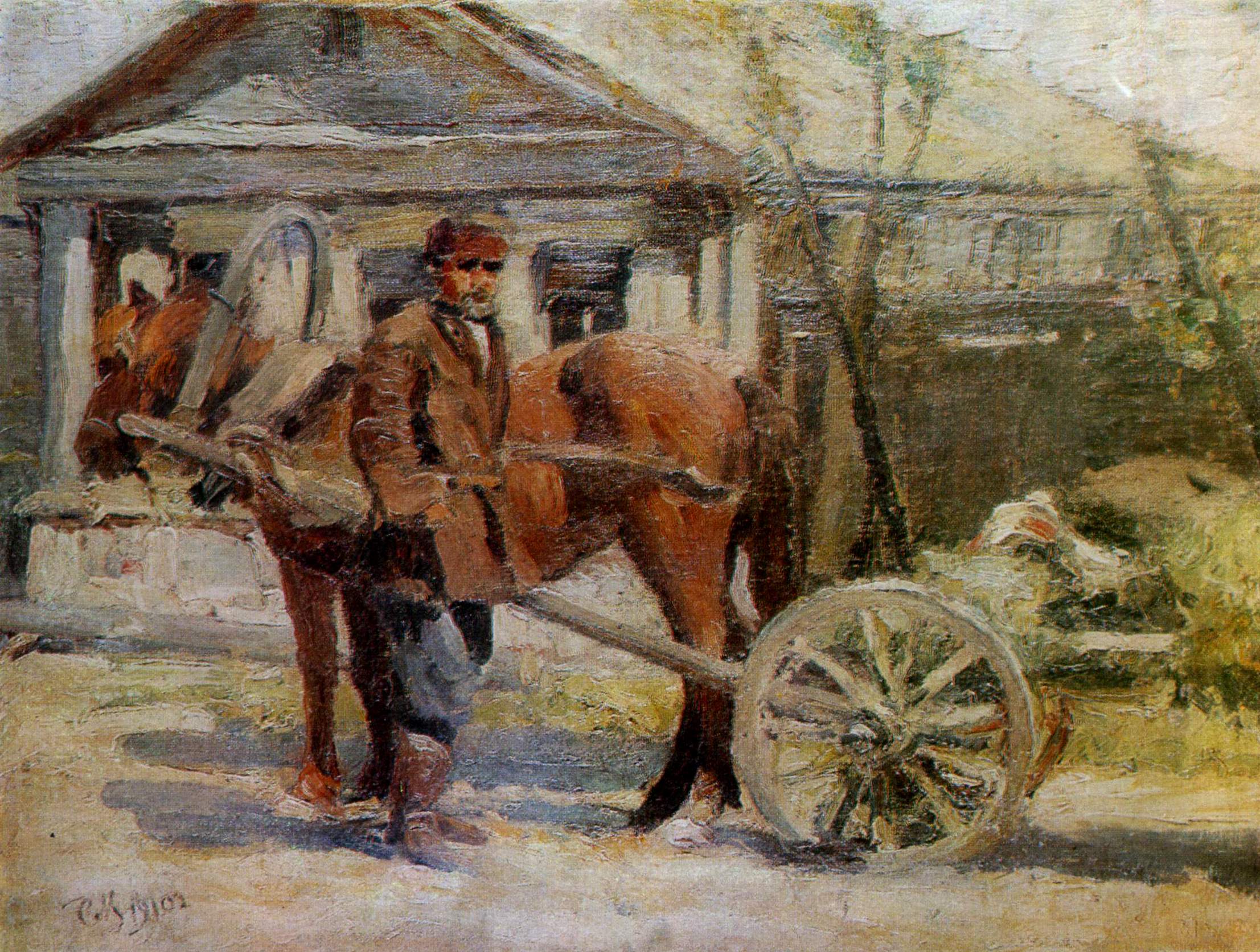 Малютин. Крестьянин с лошадью. 1910