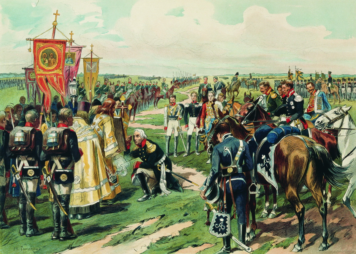 Самокиш. М.И. Кутузов объезжает войска 25 августа 1812 года