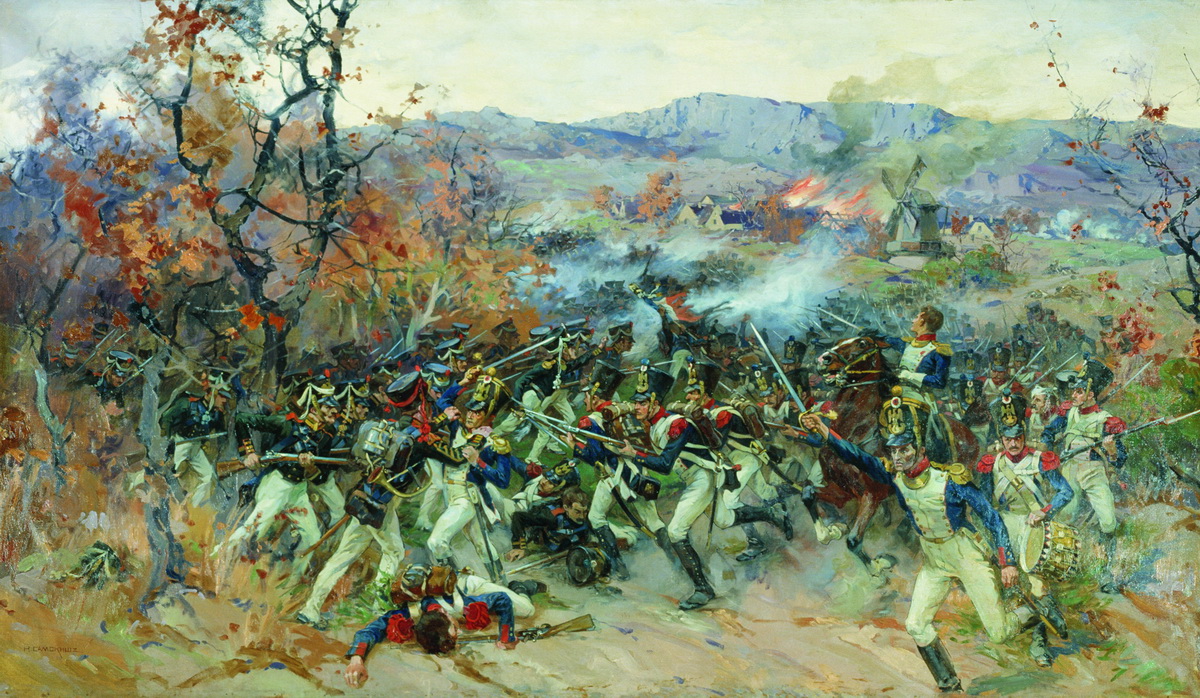 Самокиш. Атака лейб-гвардии Егерского полка на французскую колонну у деревни Страден при Кульме 17 августа 1813 года