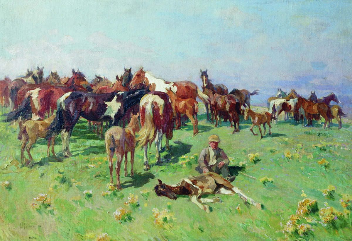 Самокиш. Табун лошадей. 1914