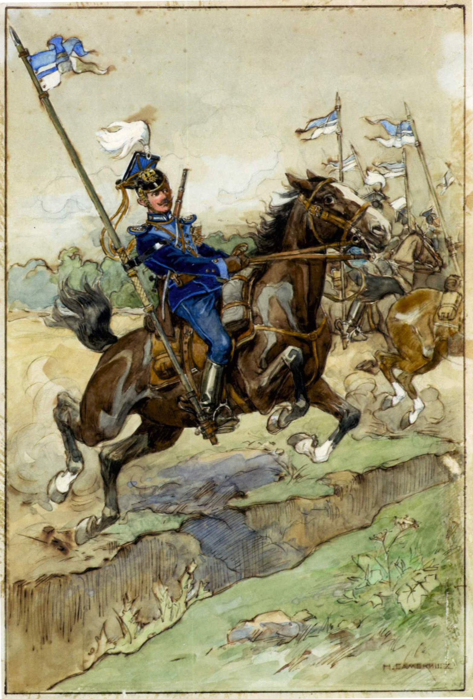 Самокиш. Атака курляндских улан. 1907