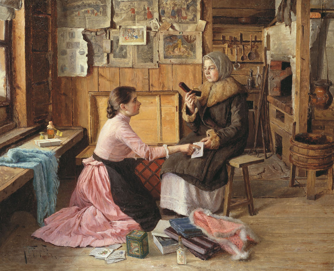 Батюков. Жанровая сцена. Разговор у сундука. 1893