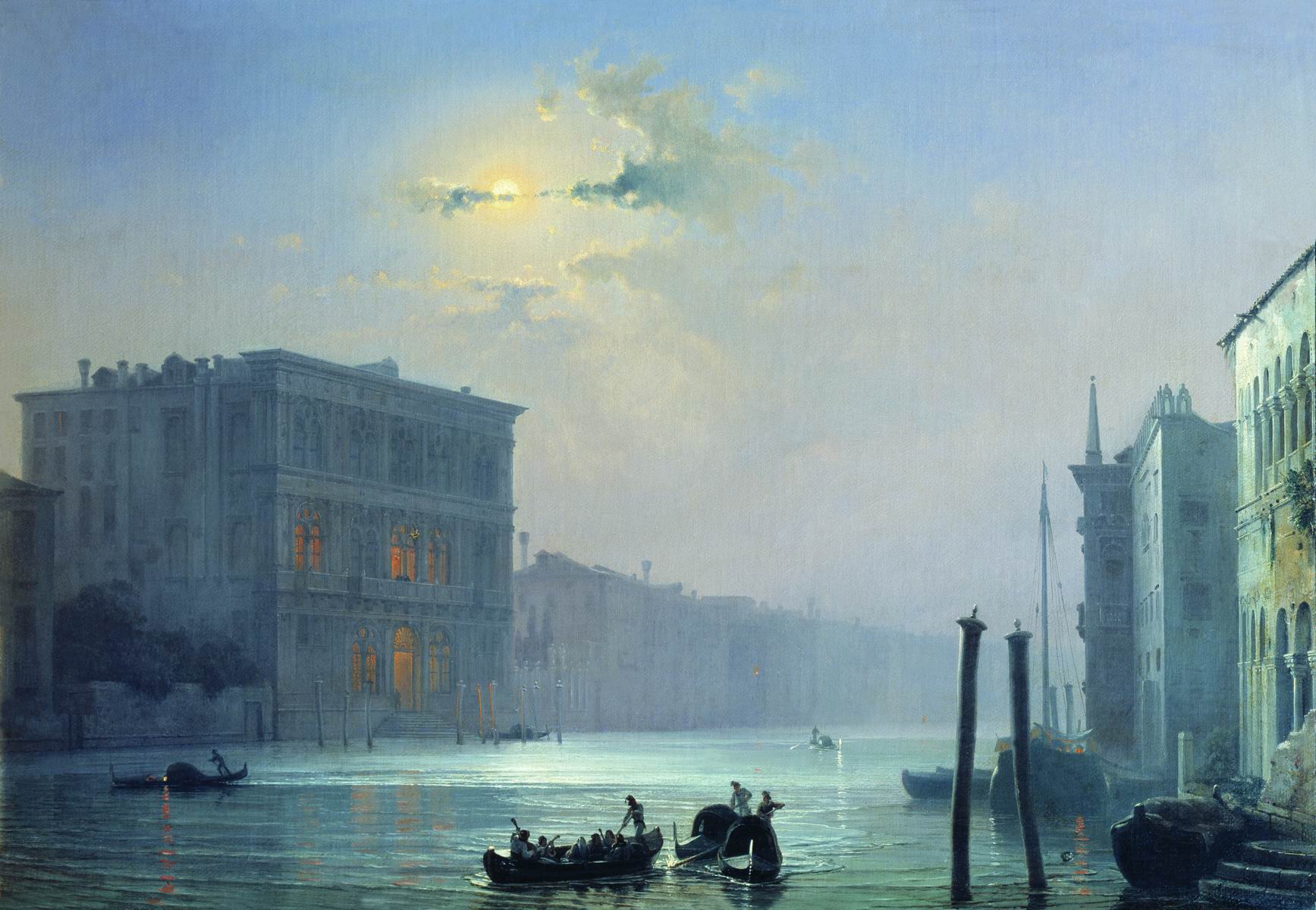 Боголюбов. Лунная ночь. Большой канал в Венеции. 1850-е