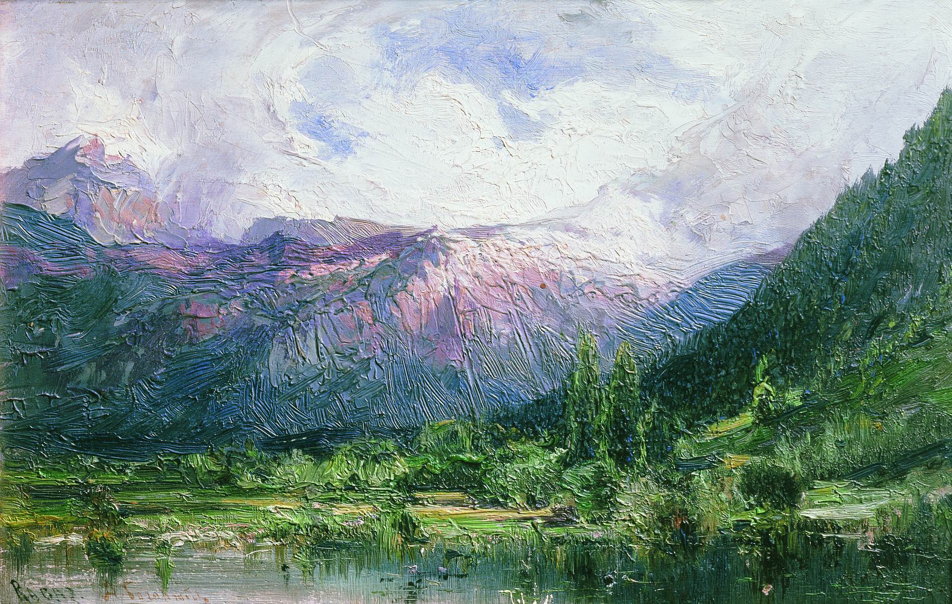 Боголюбов. Озеро в горах. 1874