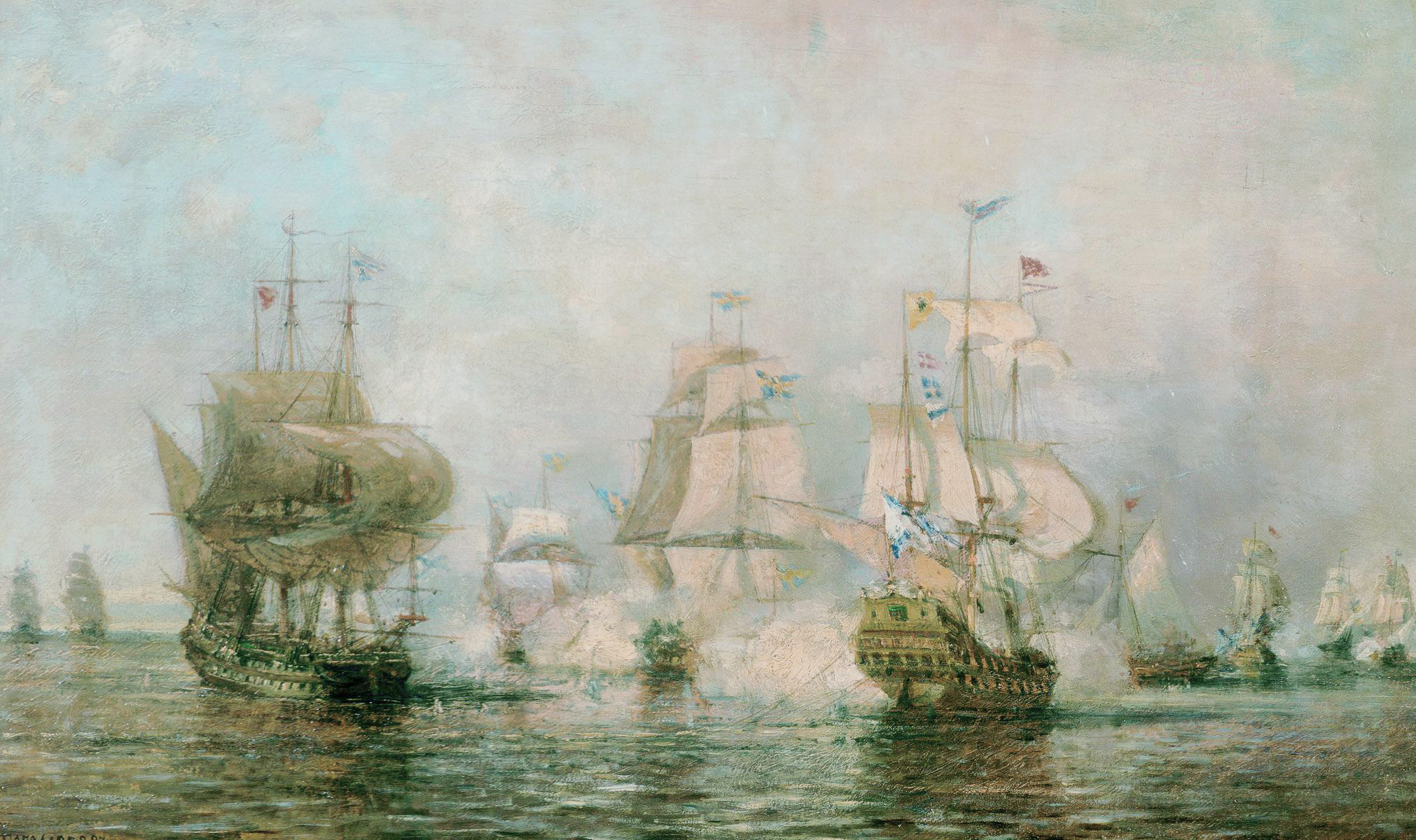 Боголюбов. Первое сражение русского корабельного флота под командой Сенявина около острова Эзель со шведским флотом 24 мая 1719 года. 1866