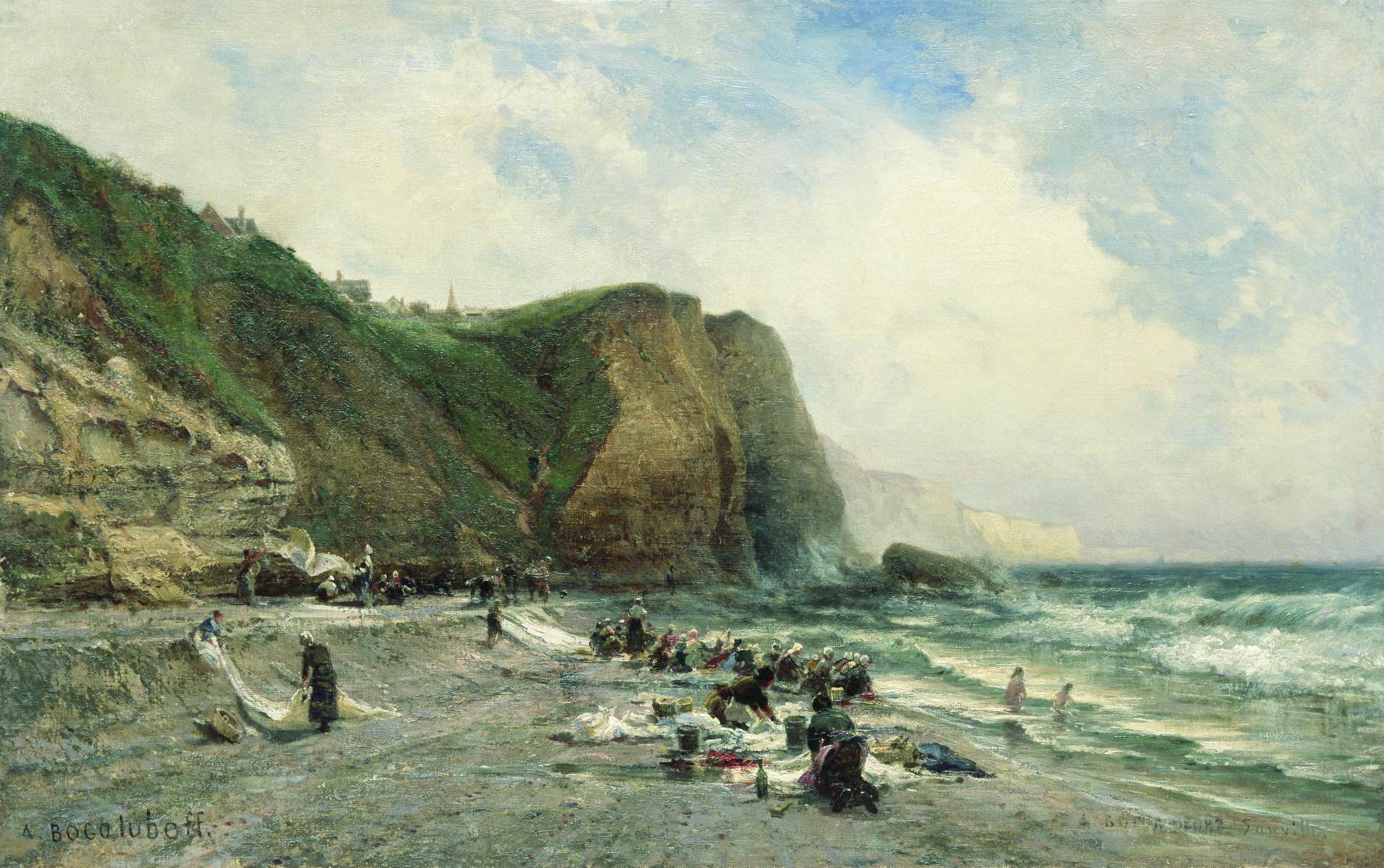 Боголюбов. Прачки на берегу. 1870-е