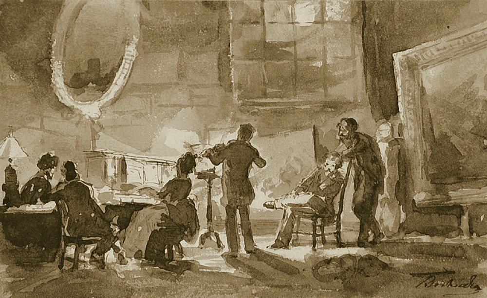 Боголюбов. Вечер у К.Савицкого в Париже. 1874-1875