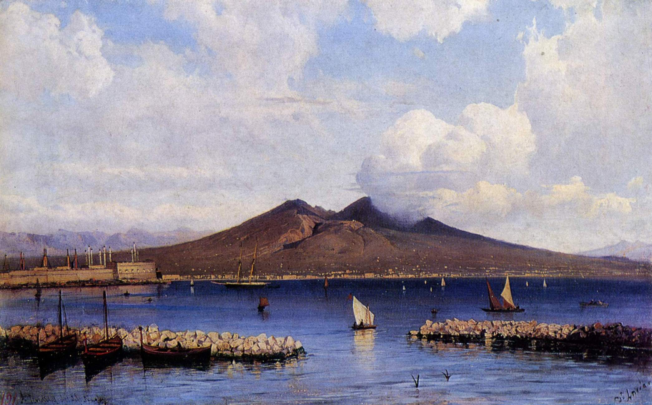 Боголюбов. Вид Везувия с моря. 1855